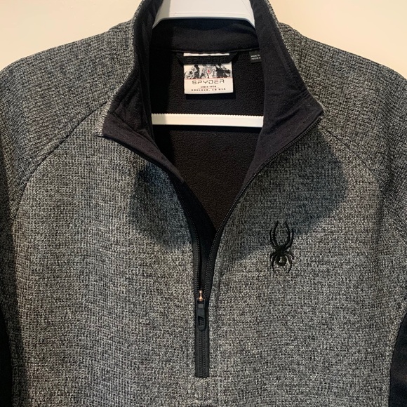 Spyder Men's Outbound Half-Zip Pullover Mid-Weight Gray Black Jacket Large L - Picture 3 of 8